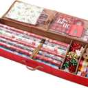 Sattiyrch Gift Wrapping Paper Storage containers,600D Oxford Fabric Christmas Ribbon Gift Bag Bows Storage Box, Holds up to 20 Rolls,42"W x 14"D x 5.5"H (Red) 