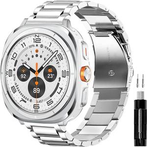 GOLDTOLUCK Stainless Steel Band Compatible with Samsung Galaxy Watch 7 Band Ultra 47mm (2024) Men Women Milanese Mesh Magnetic Classy Elegant Casual Business Metal Stainless Steel