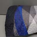 weesire Classic Line Pattern Bedding Quilt Queen Size Modern Grey Blue and White Stripe Quilt with 2 Shams, Gray and Blue Comforter Sets Lightweight Breathable Bedspreads Coverlet, 90''x96''
