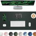 Leather Desk Pad Protector, Green Office Mat, Non-Slip PU Leather Blotter, Laptop Desk Pad, Waterproof Writing Pad (Dark Green, 31.5" x 15.7")
