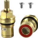 Faucet Valves, Brass Ceramic Stem Disc Cartridge Replacement Quarter Turn 1/2" for Bathroom Kitchen Tap (1 Pair Hot & Cold)