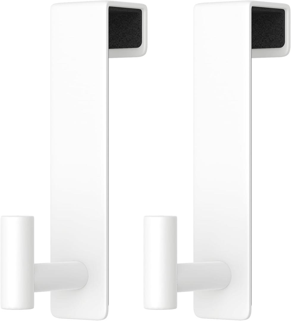 PMMASTO 2-Pack Over The Door Hooks - Rustproof Stainless Steel Door Hangers for 1-3/4 Inch Doors, Non-Marking and Tool-Free Easy Install (White, T Shape-Fits 1-3/4" Thick Door)