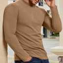 Vssjavun Mens Mock Turtleneck Long Sleeve Shirts Casual Slim Fit Undershirt Lightweight T-Shirt for Outdoor & Business