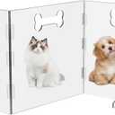 Clear Acrylic Dog Gate, 3 Panel 60" W x 24" H, Transparent Freestanding Pet Playpen Indoor, Foldable Pet Fence Barrier for Doorway with Handle/Support Feet