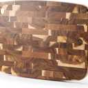 Wood Cutting Board Butcher Block, Wooden Chopping Board Handles Meat Cheese Charcuterie Board, Ideal for Chopping, Slicing, and Dicing 15.7 x 11 Inch (Dark Brown Walnut)