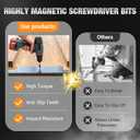 High Magnetic Screwdriver Drill Bits Set, K5 Impact Resistant Anti-Slip Bits, Magnetic Screwdriver Set, Magnetic Screwdriver Bit Set for Electric & Impact Drivers, 25 50 65 70 90 150mm