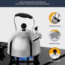Tea Kettle, 2 Quart Stainless Steel Whistling Tea Kettle, Stovetop Whistling Teakettle Tea Pots for Stove Top with Ergonomic Folding Handle, Small Teapot, Water boiler for Tea, Coffee (Silver)