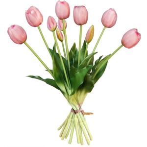 10 Pcs Fake Tulips Tulips Artificial Flowers Real Touch Fake Flowers Artificial Flower Bouquet for Home Table Party Wedding Decoration(Light Pink)