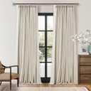 Cream White Linen Blackout Pleated Curtains 108 Inches Long 2 Panels Set Pinch Pleate 100% Black Out Double Layer Natural Burlap Thermal Insulated Drapes for Bedroom Living Windows 108 Inch Length