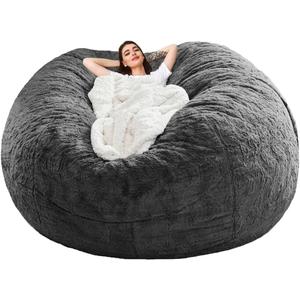 Bean Bag Sofa Cover (Dark Gray, 6FT(D153*H65cm) ONLY Cover)