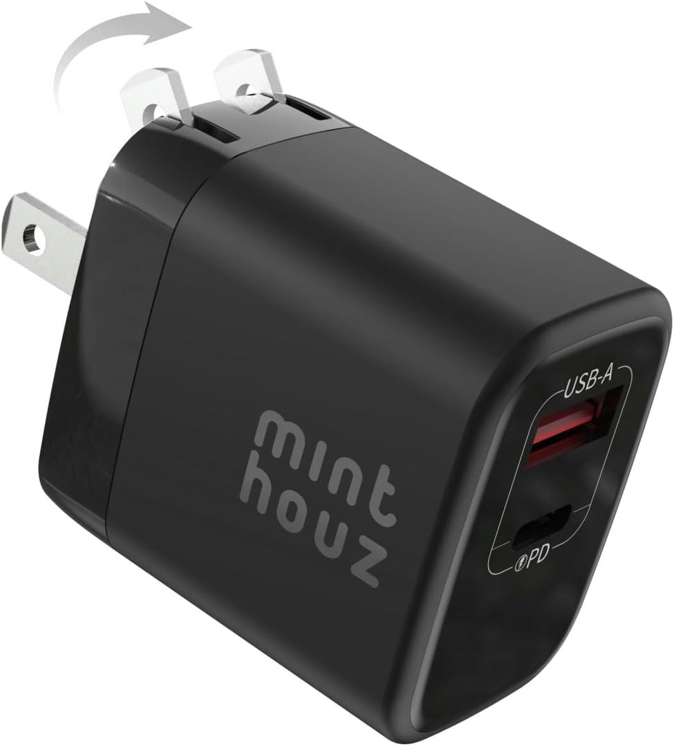 Minthouz 35W USB C Fast Charging Charger, Dual-Port GaN Nano Charger with Foldable Plug for iPhone 17/16/15 Series, iPad, Galaxy S24 Ultra and More Series