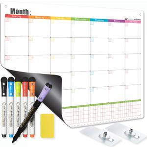 Mag-Fancy Magnetic Dry Erase Calendar for Refrigerator or for Wall -Versatile- Monthly Whiteboard Calendar with Daily Goals Tracker