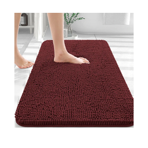OLANLY Bathroom Rugs 30x20, Extra Soft Absorbent Chenille Bath Rugs, Rubber Backing Quick Dry, Machine Washable Bath Mats for Bathroom Floor, Tub and Shower, Home Decor Accessories, Andorra Red-Brown