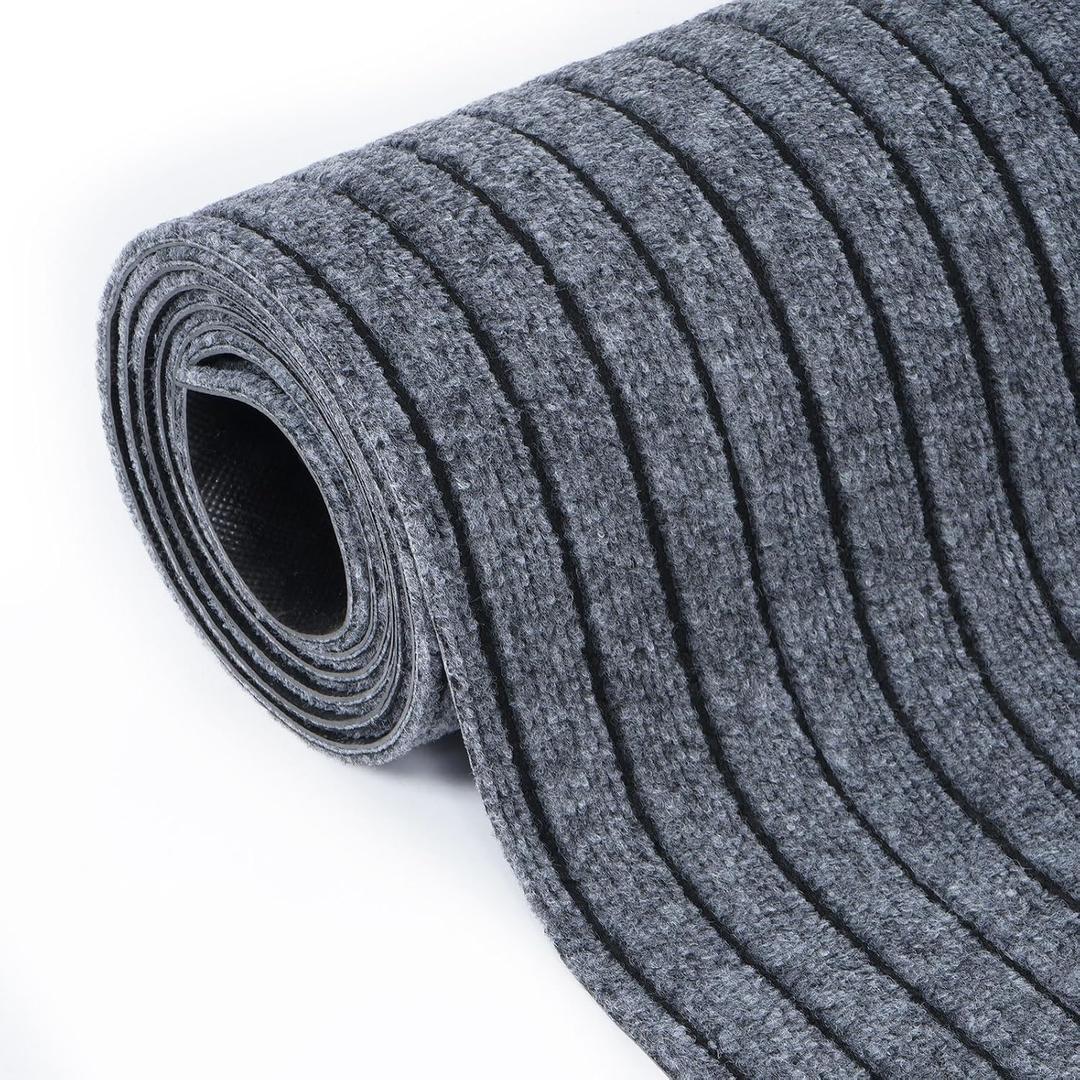 tonchean Runner Rug 3ft x 10ft, Carpet Runner, Indoor Outdoor Hallway Runner with PVC Non-Slip Backing, Washable Floor Carpet for Hallway, Kitchen, Entryway, Dining Room, Dark Gray, 3x10Ft