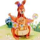 2 x Paper Love 3D Pop Up Mothers Day Card, Kangaroo, For Mom, Wife - 5" x 7" Cover - Includes Envelope and Note Tag