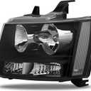 APSVE Headlights Assembly for 2007-2014 Chevy Tahoe Suburban 1500, 07-13 Chevy Avalanche Suburban 2500 Replacement Headlamp Pair, Black Housing Clear Reflector