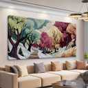 Boho Abstract Wall Art For Living Room Colorful Tree Canvas Art Wall Decor Artwork Prints Painting 20" X 40" Canvas Picture For Bedroom Office Aesthetic Wall Decor Modern Salon Ready to Hang Artwork