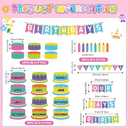 Fuyoooo 127 Pcs Birthday Graph Bulletin Board Set Colorful Happy Birthday Bulletin Board Decorations Classroom Chart Calendar Cutout (Colorful)
