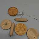 Leinuosen Boho Curtain Holdbacks Rattan Tiebacks Pack of 2 Curtain Holdbacks for Curtains Wall Mounted Wooden Drapery Hook for Door Window Treatment Sheer and Blackout Panels(Round)