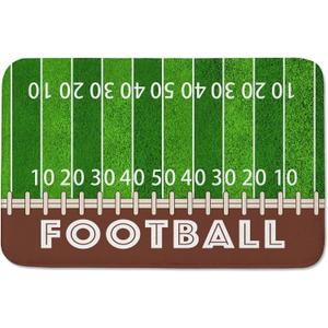 Football Field Bathroom Rugs 24x16 Inches | Water Absorbent Soft Non-Slip Bath Mat Machine Washable Mats for Showers Laundry Rooms Indoor Doors Decor