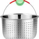 GREATLINK Vegetable Steamer Basket for Instant Pot Accessories 6 & 8 Qt - Stainless Steel Strainers and Colanders - Metal Strainer for Cooking Broccoli, Eggs, Pasta, Quinoa (6 Qt - Steamer Basket)