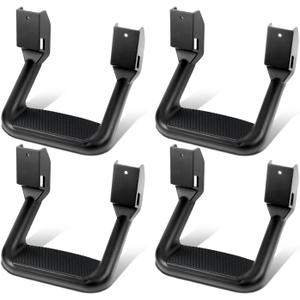 DNA Motoring 4 Pcs of Aluminum Side Hoop Steps, Universal Step Rails for Pickup & SUV & Truck, Non-Slip Stirrup Side Steps Assembly Compatible with Chevy GMC Toyota Ford, Black, SSTEP-BK-X2