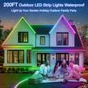 200ft Outdoor LED Strip Lights Waterproof,Music Sync RGB IP68 Outside Led Light Strips Waterproof with App and Remote,Exterior Led Rope Lights Waterproofs Decoration for Deck,Balcony,Garden,Pool