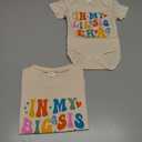 MERSARIPHY Big Sister Little Sister Matching Outfits Toddler Baby Girl Short Sleeve Romper T Shirt Sibling Summer Clothes Set (Beige, Kid 1-2T/Baby 0-3M)