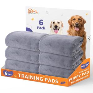 Washable Pee Pads for Dogs 6 Pack, 16x24 Reusable Whelping Pads, Absorb Dog Mats Non-Slip Puppy Training Pads for Whelping, Potty, Training, Playpen, Crate