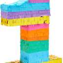 BLUE PANDA 1st Birthday Pinata - 16.5 x 11 x 3 In, Multicolor Corrugated Paper - Rainbow Pinata for 1st Birthday Decorations, Fiesta Party Decoration & Rainbow Party