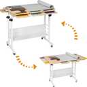 Tektalk 2000 Piece Foldable Puzzle Board with Height Adjustment, Jigsaw Puzzle Table with 2 Felt Cover & 8 Sorting Trays/Drawers, Puzzle Easel with Legs, Enclosed with 4 Roller Wheels (White)