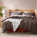 Nestl Chocolate Brown Duvet Cover Queen Size - Soft Double Brushed Queen Duvet Cover Set, 3 Piece, with Button Closure, 1 Duvet Cover 90x90 inches and 2 Pillow Shams