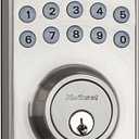 Kwikset 92640-001 Contemporary Electronic Keypad Single Cylinder Deadbolt with 1-Touch Motorized Locking, Satin Nickel, 8 x 4 x 6
