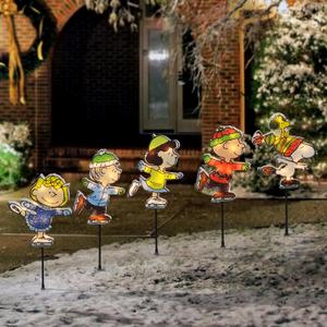Peanuts Lighted Pathway Markers Holiday Outdoor Yard Decor (Ice Skating)