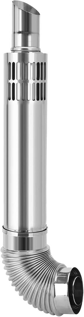 3"x5" Direct Vent Kit for Tankless Water Heaters, 23" Pipe, 87 Elbow, Trim Collar, 304 Stainless Steel