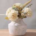 White Ceramic Flower Vase, 5.3 in White Rustic Farmhouse Vase, Small Handcrafted Weathered Pottery Vases, Decorative Terracotta Vases for Flower, Living Room, Centerpieces, Table, Home Decor