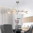 CRYSTOP Modern Sputnik Light Fixtures 6 Light, Silver Crystal Pendant Light for Dining Room, Chrome Flush Mount Ceiling Light for Entryway, Sputnik Chandeliers for Living Room17.7" x 16.9"