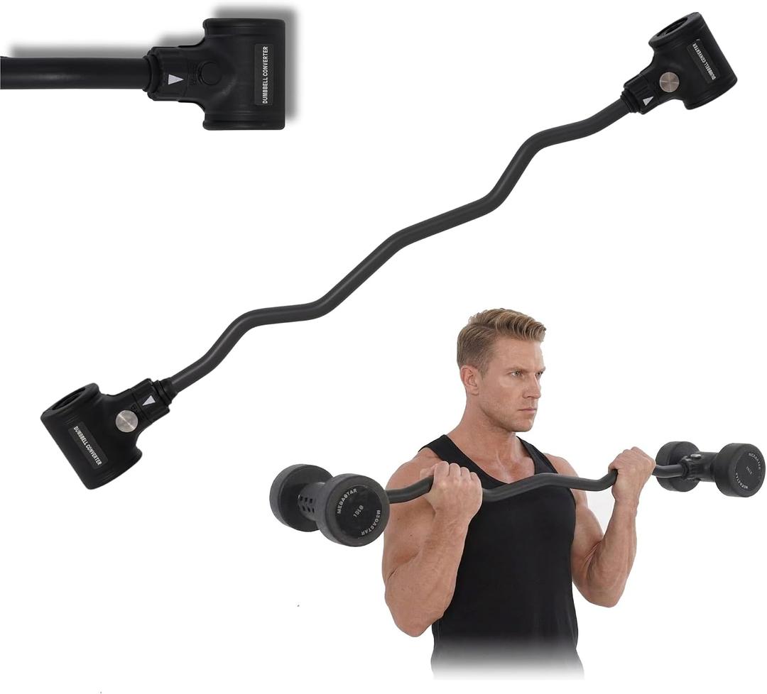 Hyperbell Bar for Dumbbells, Dumbbell Barbell Converter Bar for Home Fitness, Adjustable Barbell Weighing up to 200LBS for Weight Lifting (Dumbbells not included)