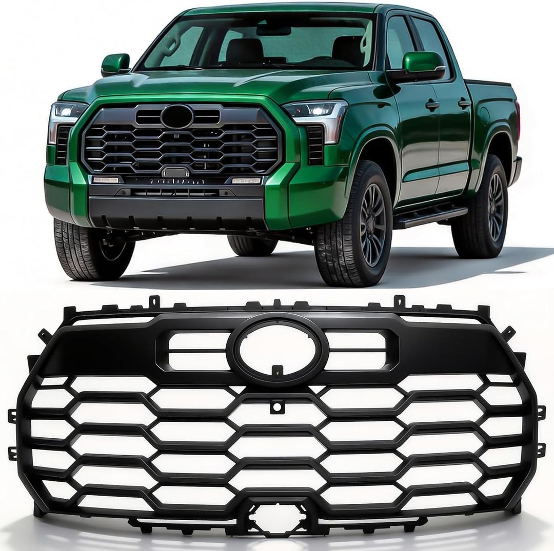 Front Grille Grill Compatible With Toyota Tundra 2022 2023 2024 2025 Pickup Truck Insert, Bumper Mesh Grill Assembly, Matte Black