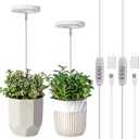 LORDEM Grow Light, Full Spectrum LED Plant Light for Indoor Plants, Height Adjustable Growing Lamp with Auto On/Off Timer 4/8/12H, 4 Dimmable Brightness, Ideal for Small Plants, 2 Packs (Warm White)