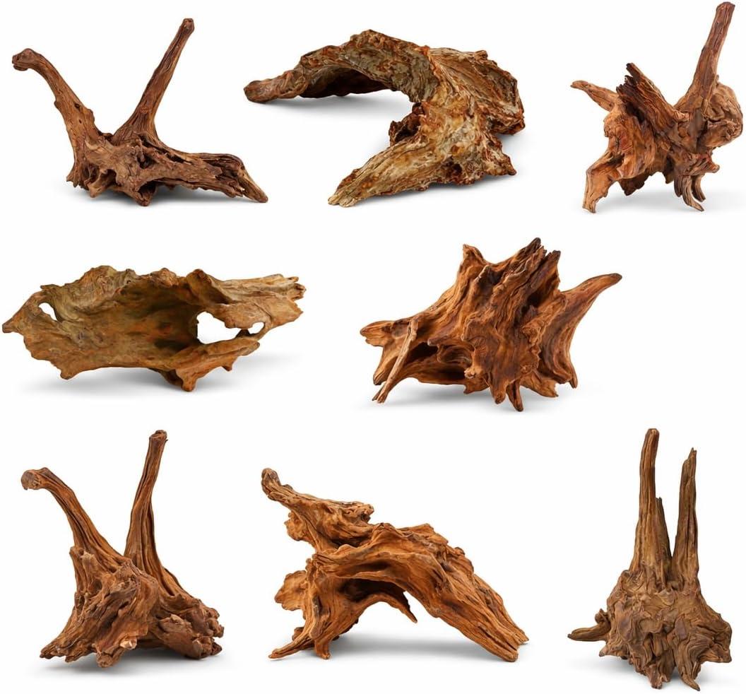 Azil Natural Driftwood 6'' - 8''(3pcs) Perfect Aquarium Decoration! Ideal for Fish Tanks, Freshwater Aquariums, terrariums, aquascaping, hardscaping,Aquatic Plants.