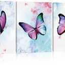 MZYHOME Butterfly Canvas Wall Art Decor 3 Piece Fantasy Girls Wall Art Watercolor Art Print Butterflies for Wall Art Living Room Bedroom Canvas With Wood Framed 12x16 Inch