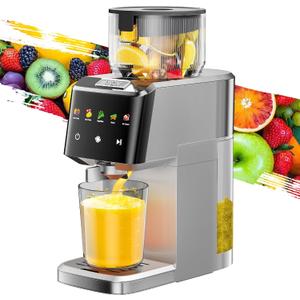 VCK Cold Press Juicer - Large 5.12" Feed Chute, Easy to Clean Slow Masticating for Nutrient Retention Quiet Motor -Silver (Grey)