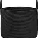 JMvicyroam 115L Extra Large Blanket Basket for Living Room - Woven Cotton Rope Laundry Hamper with Reinforced Handles - Storage Bin for Pillows, Comforters & Toys - Machine Washable,Black