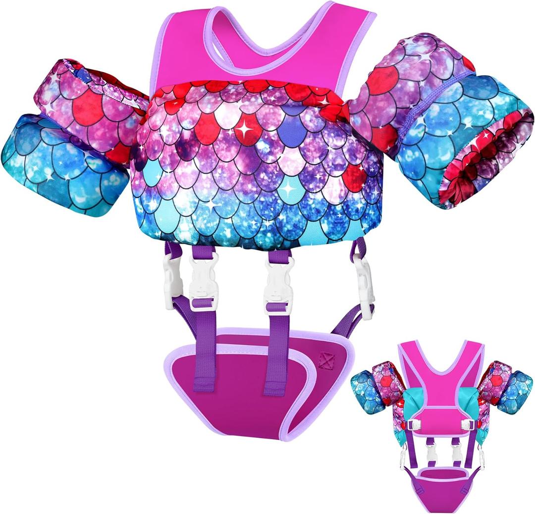 Vvinca Toddler Swim Vest 22-66 lbs, Swim Trainer for Boys Girls with Anti-Chafe Crotch Strap, Floaties for Kids 2-6 Years Old