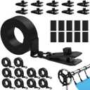 Goovilla 30 Pcs Pool Solar Cover Reel Attachment Kit, Inground Swimming Pool Solar Cover Straps and Clips, Weather Resistant Solar Blanket 10 Strap Kit with 10 Hooks and 10 Touch Fastener, Black