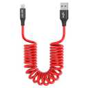 AGVEE 3ft Coiled Short USB to Lightning Charging Cable [MFI Certified] 3A Fast Charger Cord in Car for iPhone 14/13/12/11/XS/8/7/6/5 CarPlay, iPad, iPod, Red
