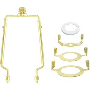 Lamp-Shade Harp Holder Adjustable Support - Tall 7 8 9 10 inch and 3/8 inch Standard Saddle E14 E26 E27 Light Base UNO Fitter Adapter Converter Finial Set Detachable Parts Bracket (Polished Brass)