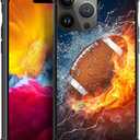 DJSOK Case for iPhone 15 Pro Max,Luxury Pattern Design Shockproof Rugged Cover,Cases for Man Woman-American Football on Fire Design