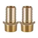 Brass Hose Barb Fitting 1" to 1" NPT Male Adapter for Air, Water, Fuel, Home Brew Pipe - Pack of 2